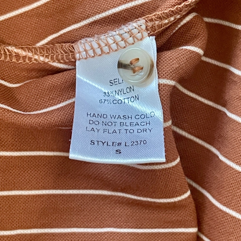 By Together Poplin Flowy Midi Dress | Rust & White | Size Small - Picture 6 of 6
